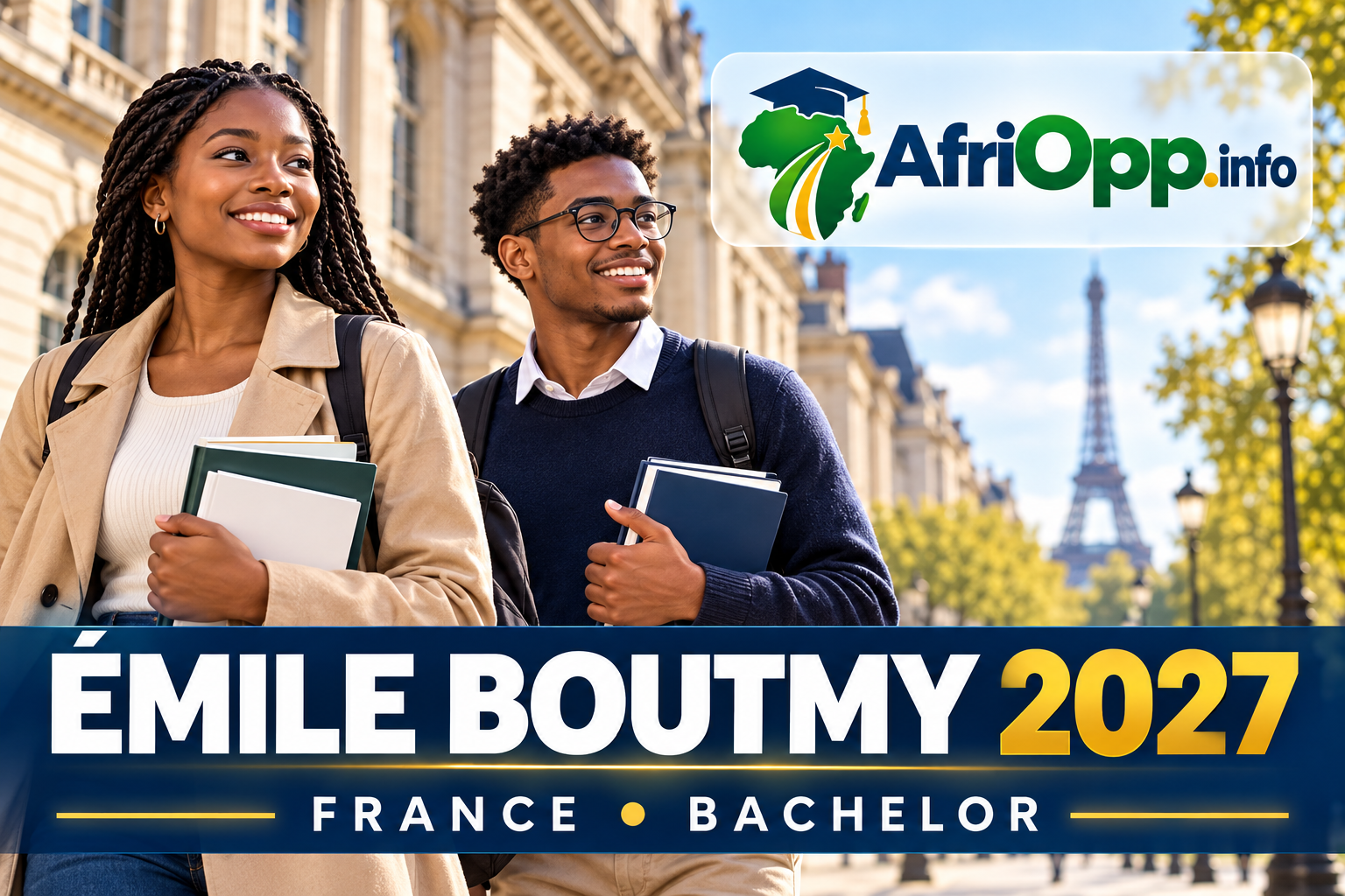 Bourse Émile Boutmy 2027 : Bachelor à Sciences Po — illustration avec logo AfriOpp.info