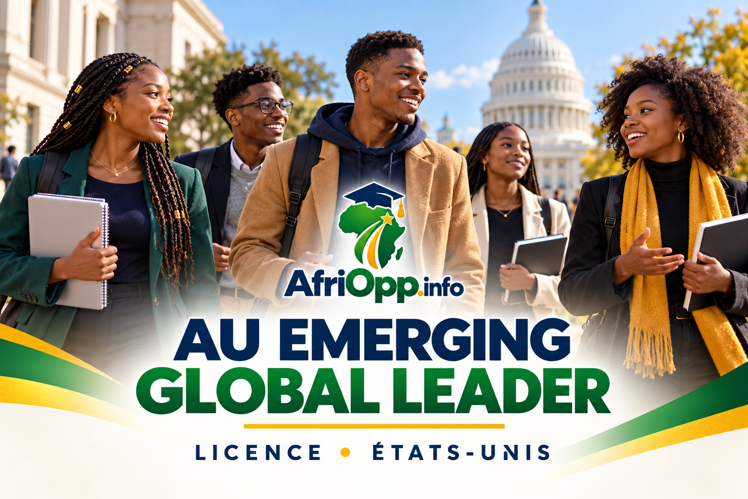 AU Emerging Global Leader 2027 : une licence financée aux États-Unis — illustration AfriOpp.info