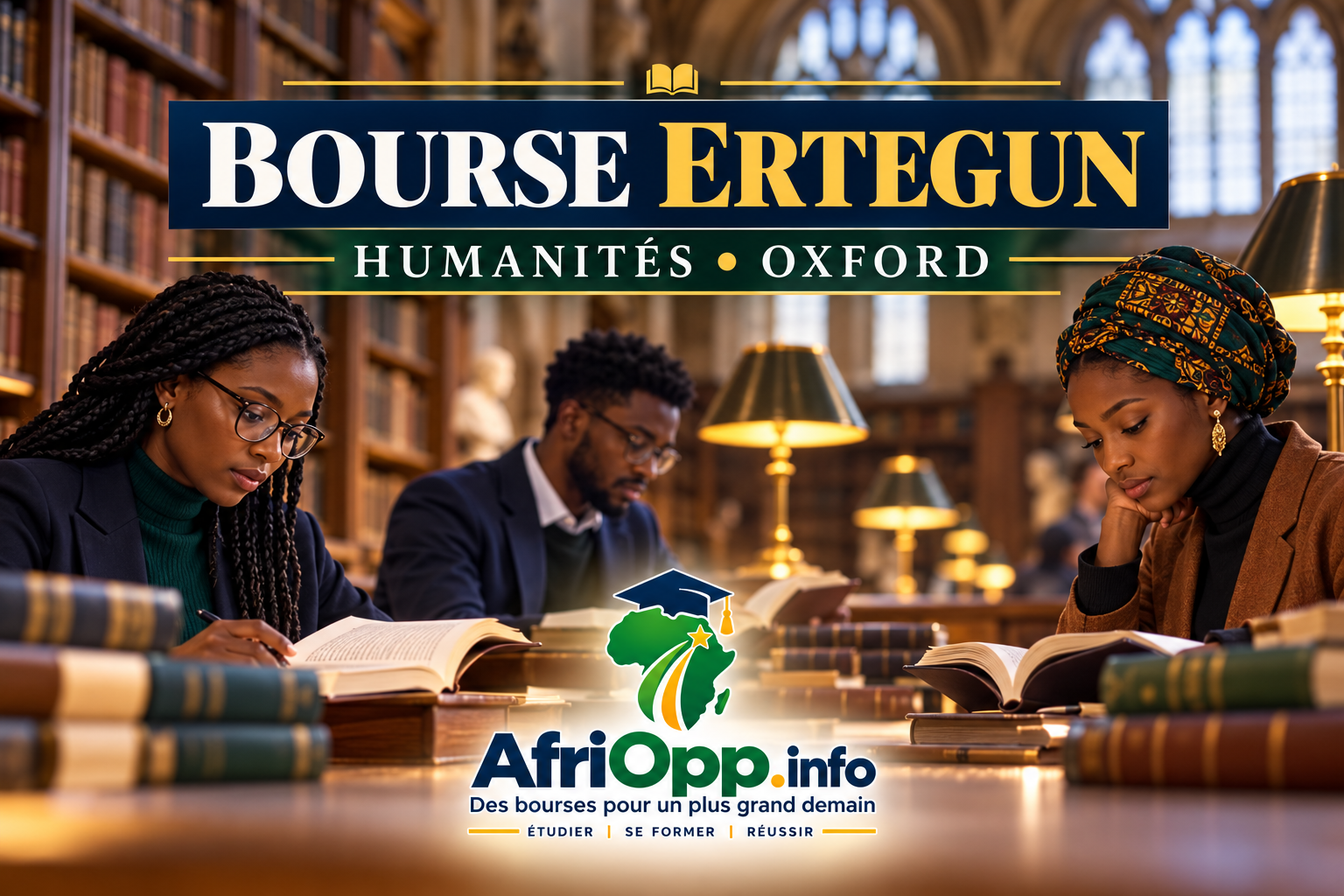 Bourse Ertegun Oxford 2027 : études en humanités financées au Royaume-Uni — illustration AfriOpp.info