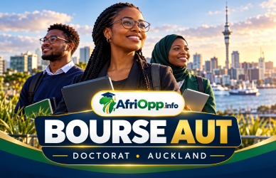 Bourse AUT 2027 : financer un doctorat à Auckland en Nouvelle-Zélande — illustration AfriOpp.info