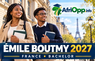 Bourse Émile Boutmy 2027 : Bachelor à Sciences Po — illustration avec logo AfriOpp.info