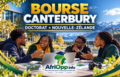 Bourse Canterbury 2027 : étudiants et paysage de Nouvelle-Zélande, visuel AfriOpp.info