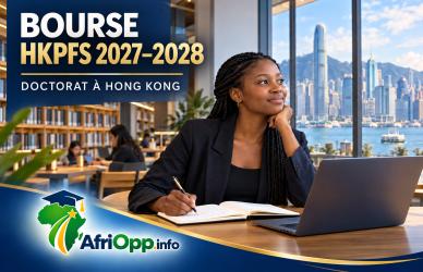 Bourse HKPFS 2027–2028 : doctorante à Hong Kong et logo AfriOpp.info