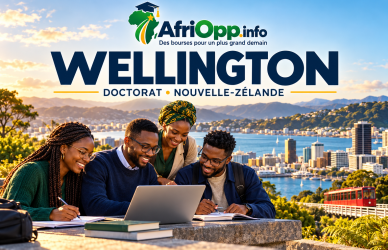 Bourse Wellington 2027 : étudiants et port de Wellington, visuel AfriOpp.info